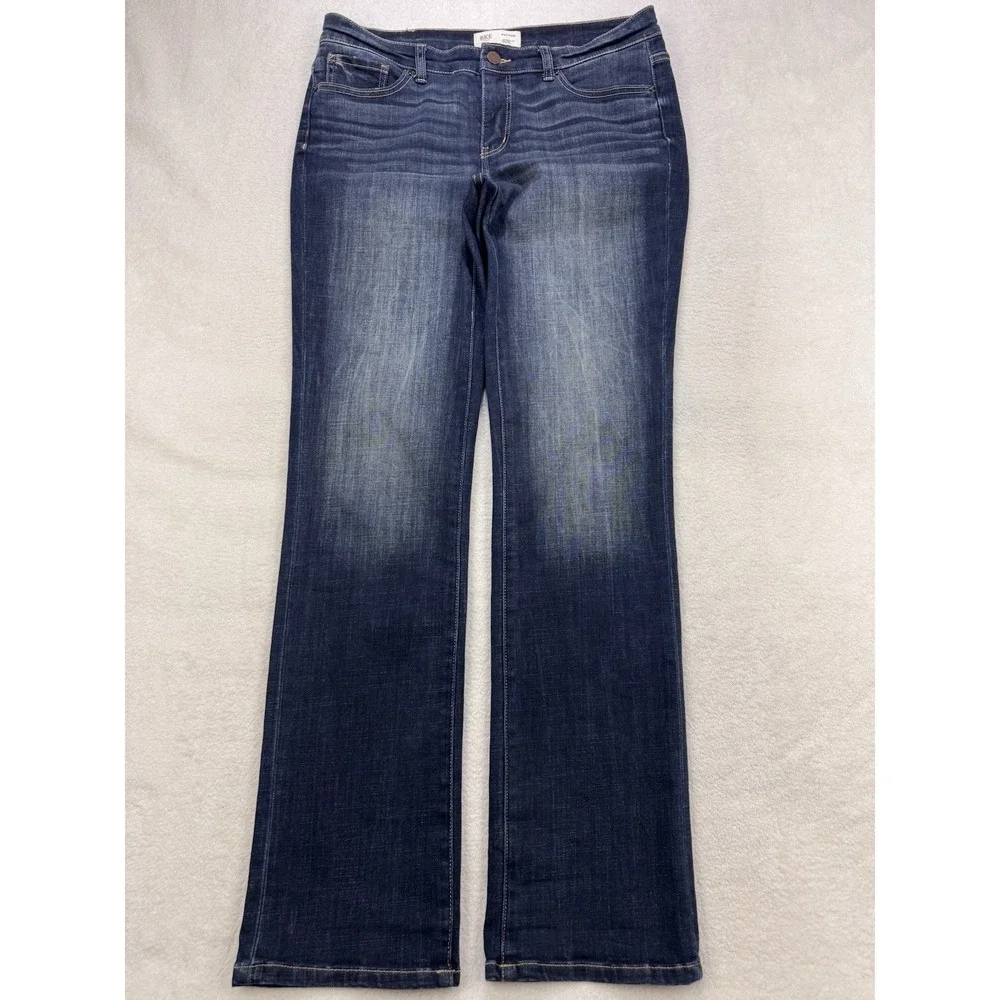 BKE Payton Jeans Women 36x32‎ Blue Universal Fit Mid Straight Whiskered Denim